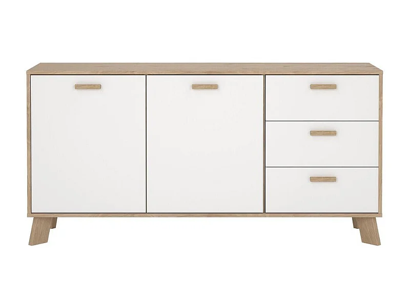 Ikast Sideboard 2 Türen, 3 Schubladen Eichen-Dekor, weiß.
