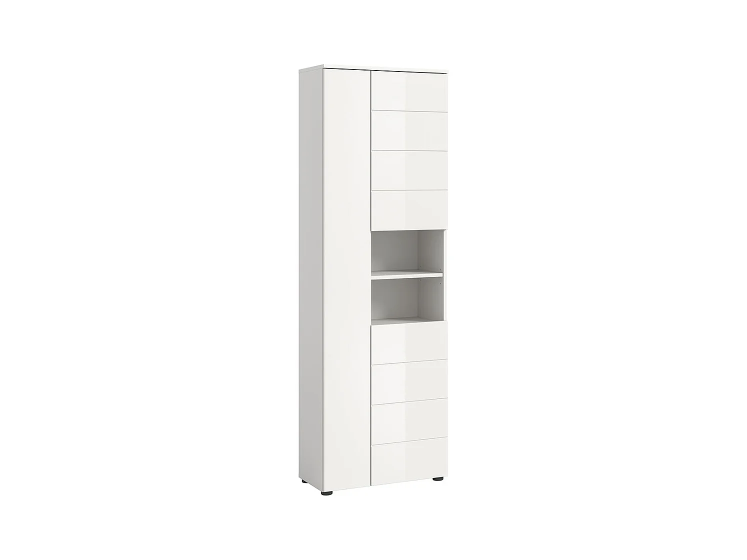 Vira Hochschrank Bad 3 Türen 2 Fächer weiß Hochglanz, weiß.