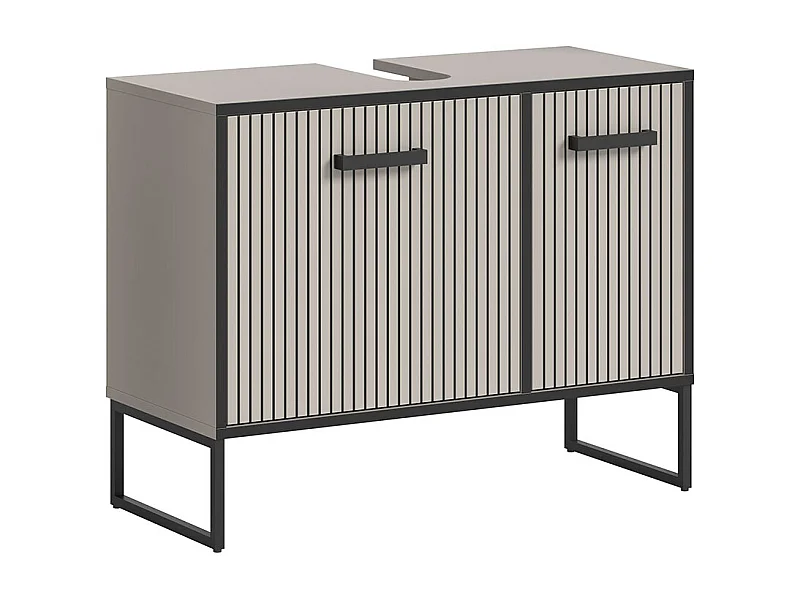 Bagno Waschbeckenunterschrank 2 Türen hellgrau, cremefarben.