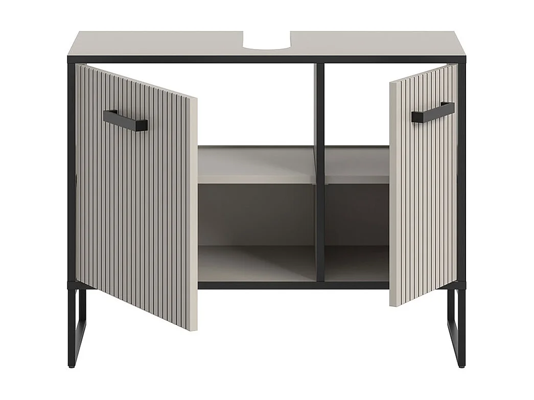 Bagno Waschbeckenunterschrank 2 Türen hellgrau, cremefarben.