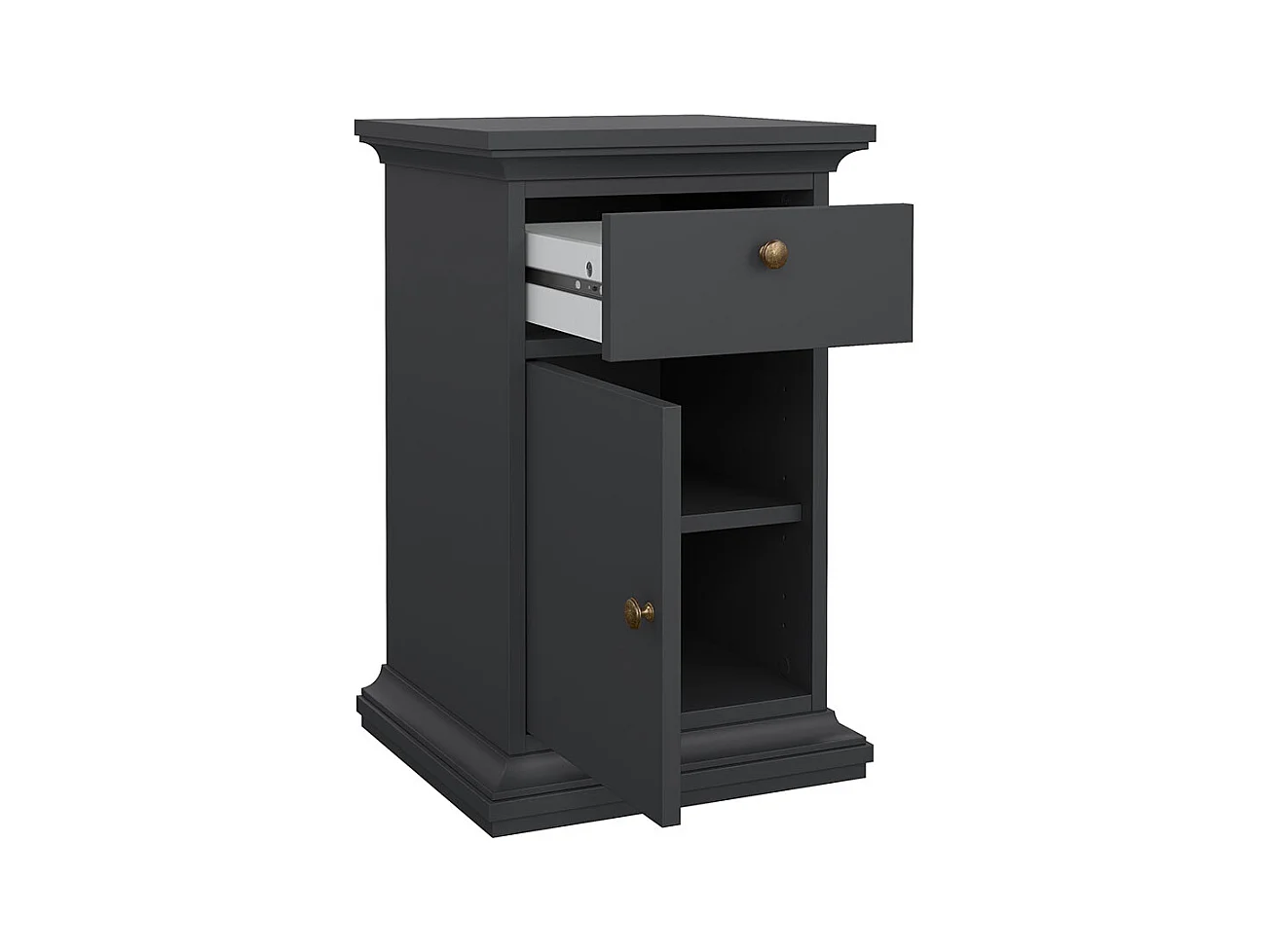 Venedig table de nuit 1 porte 1 tiroir gris mat.