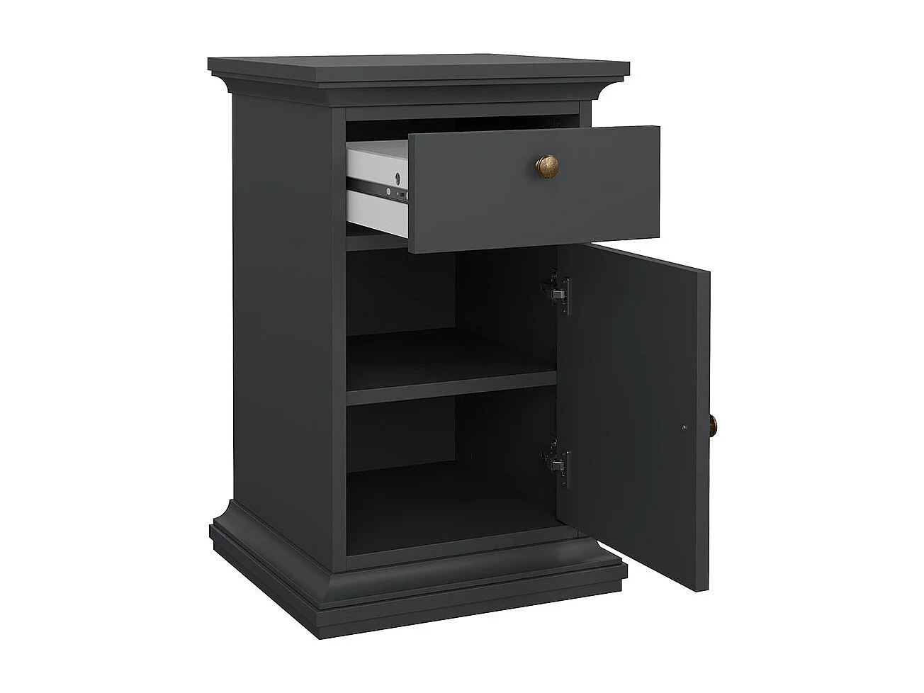 Venedig table de nuit 1 porte 1 tiroir gris mat.