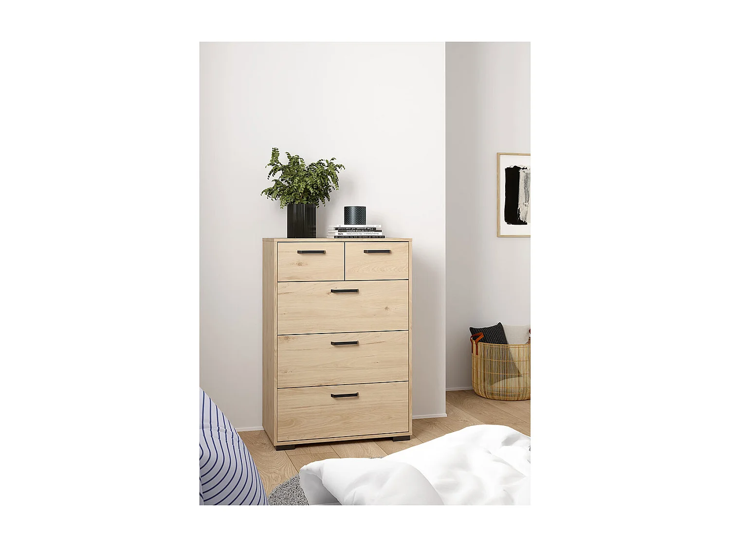 Sofia Kommode 5 Schubladen Eiche Dekor.