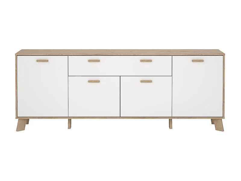 Ikast Sideboard 4 Türen, 1 Schublade Eichen-Dekor, weiß.