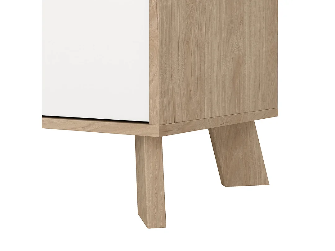 Buffet 4 portes, 1 tiroirs décor chêne et blanc L198 cm - STORM