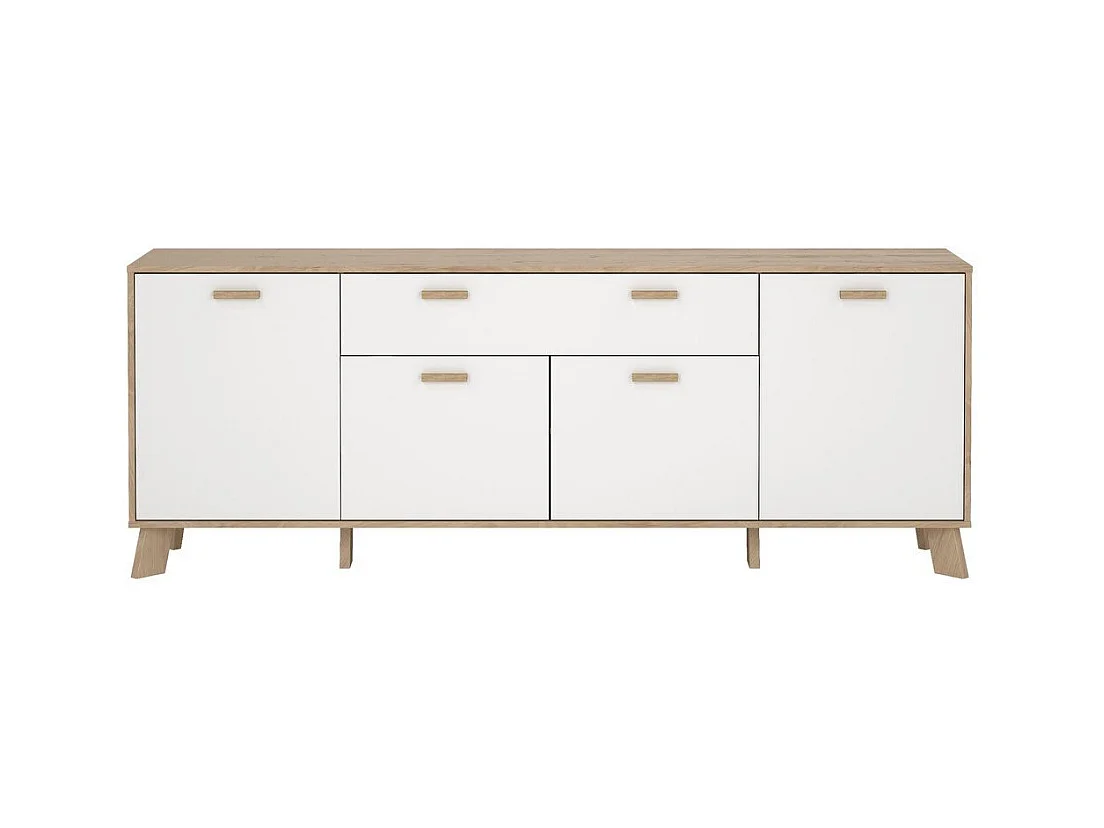 Ikast Sideboard 4 Türen, 1 Schublade Eichen-Dekor, weiß.