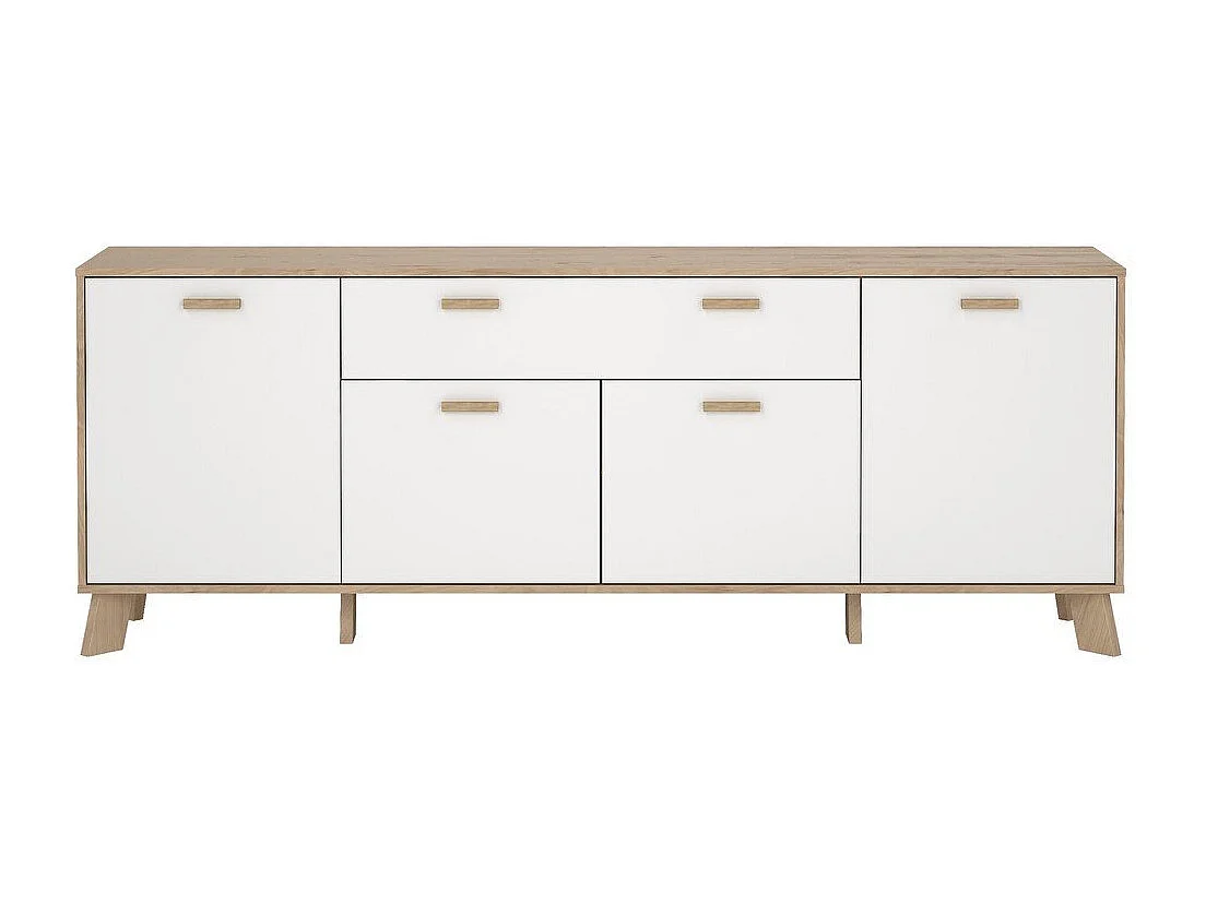 Ikast Sideboard 4 Türen, 1 Schublade Eichen-Dekor, weiß.