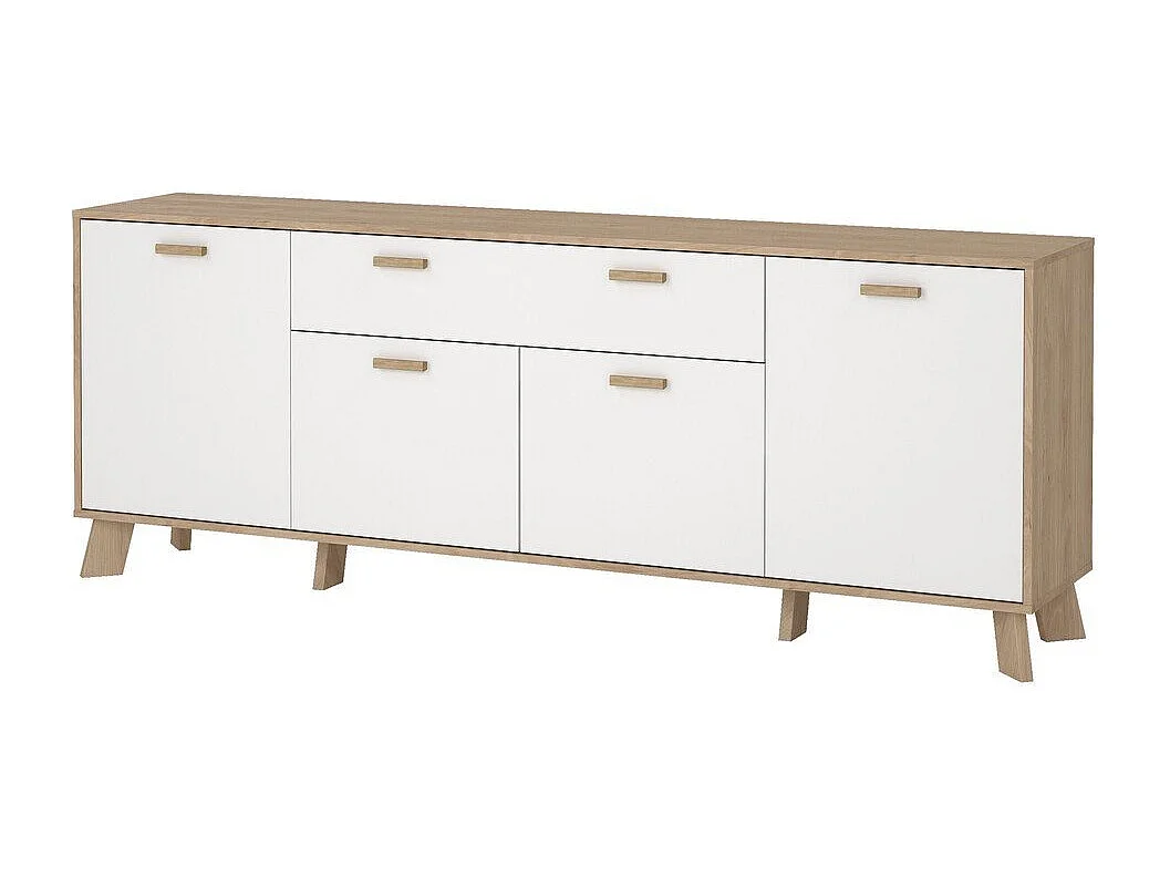 Ikast Sideboard 4 Türen, 1 Schublade Eichen-Dekor, weiß.
