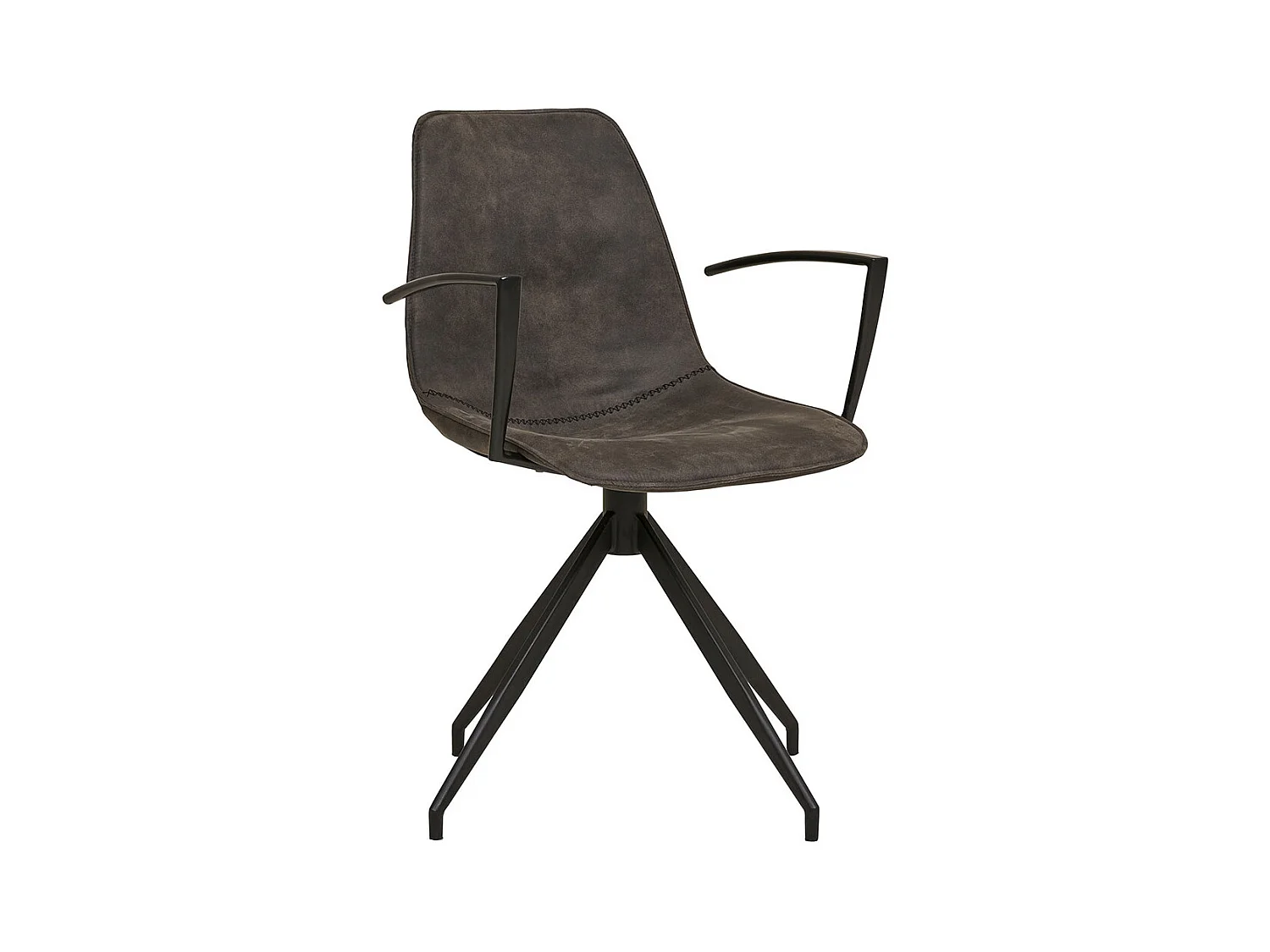Monaco chaise de salle à manger pied rotatif, accoudoirs gris.