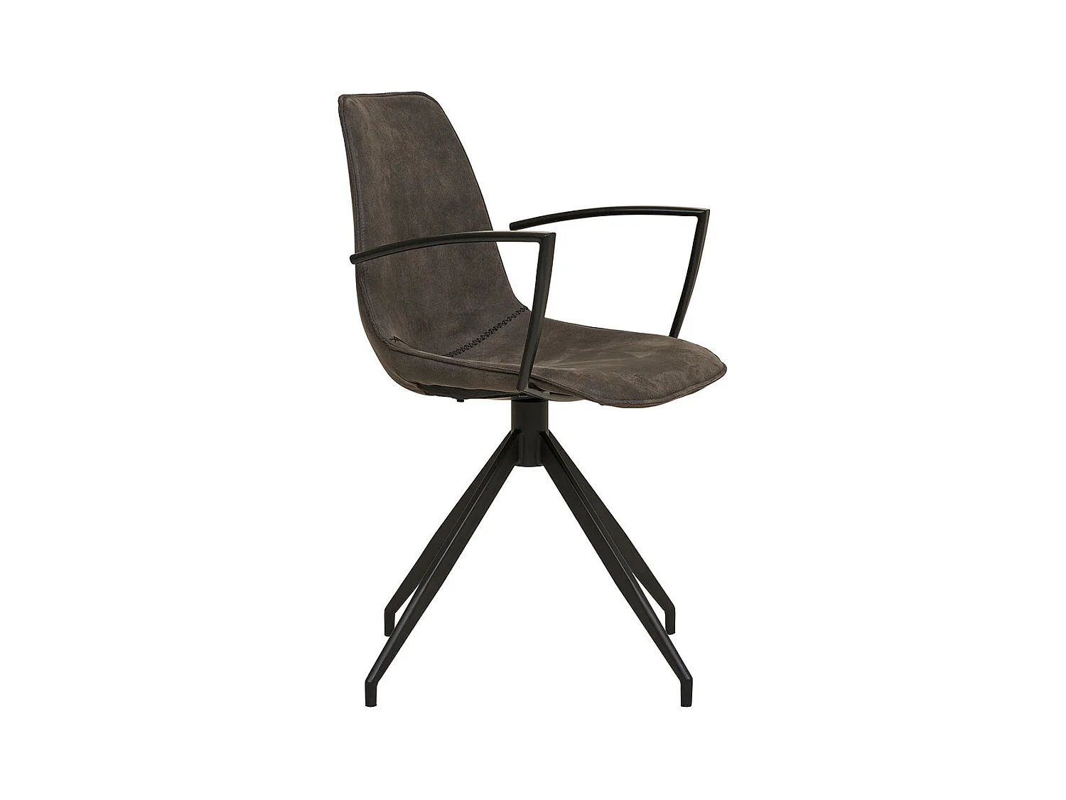 Monaco chaise de salle à manger pied rotatif, accoudoirs gris.