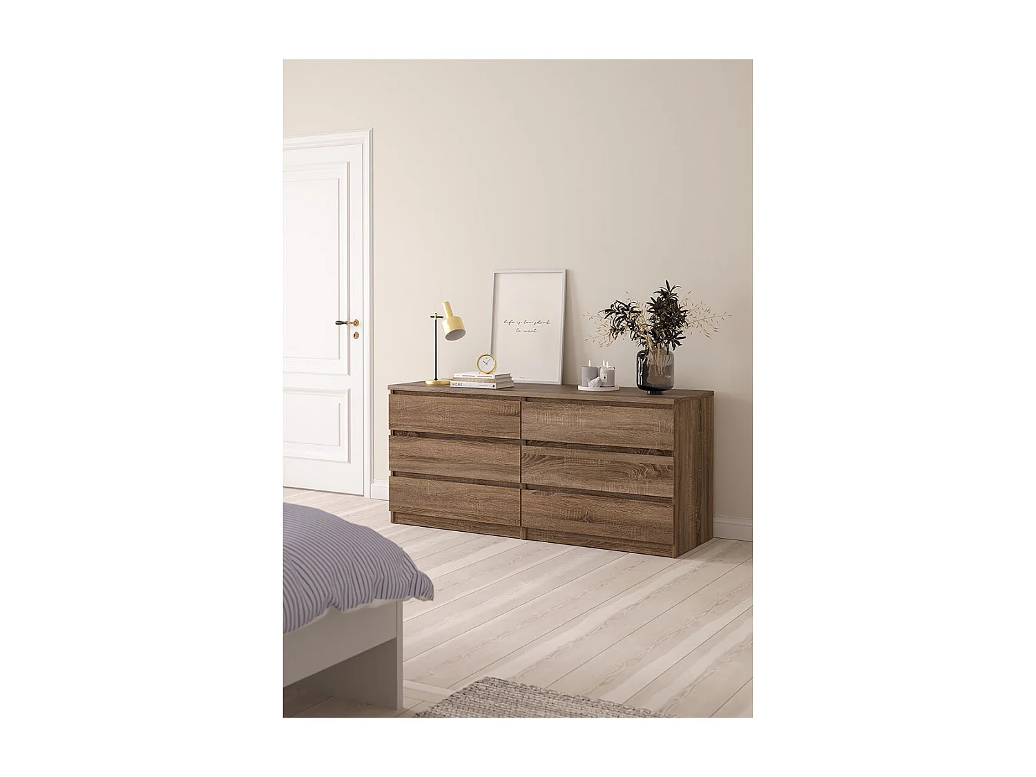 Naia Kommode 6 Schubladen Trüffel-Dekor.