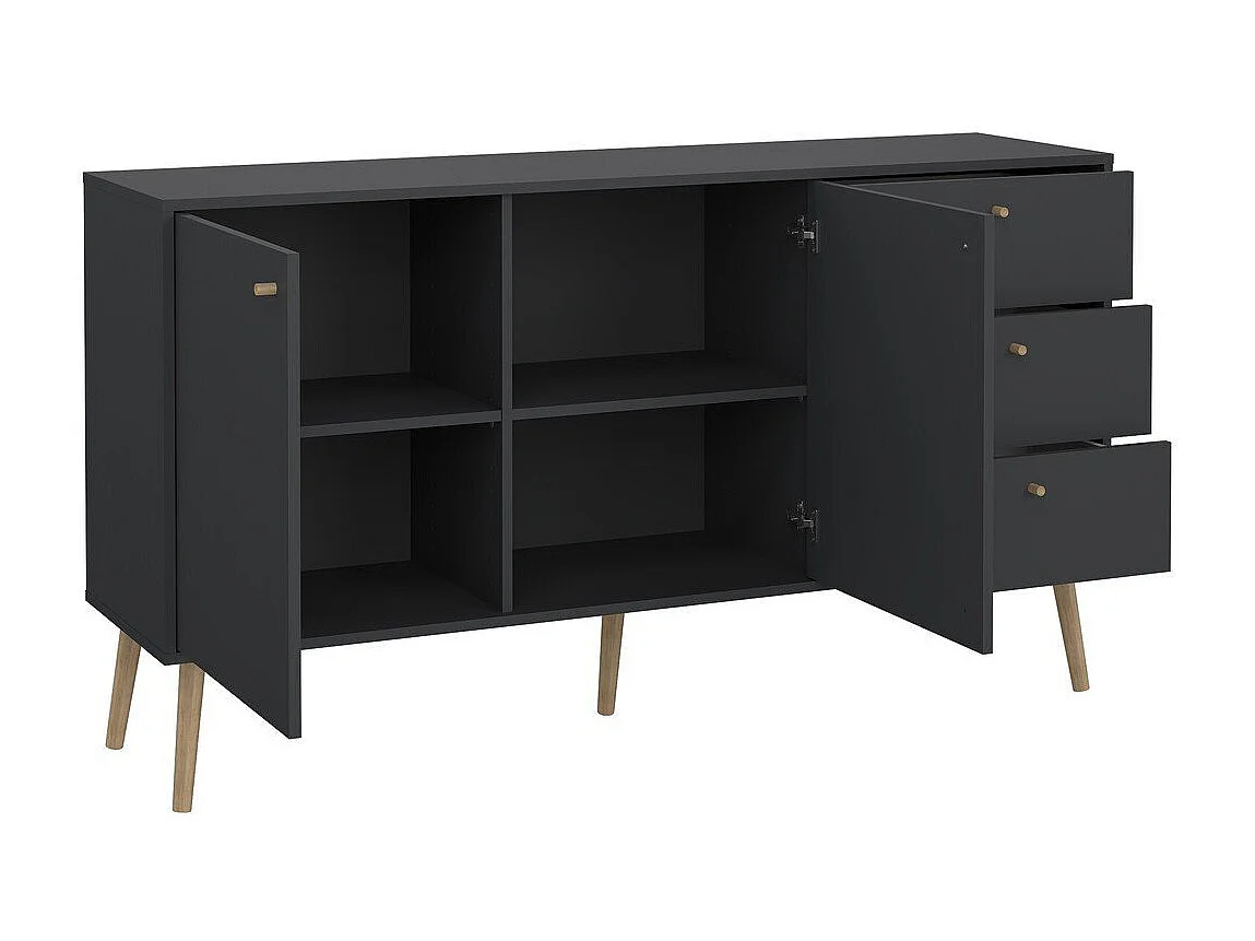 Buffet 2 portes et 3 tiroirs avec pieds en bois L147,2 cm - TARP