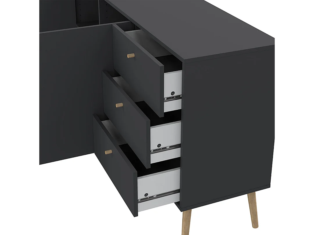 Buffet 2 portes et 3 tiroirs avec pieds en bois L147,2 cm - TARP