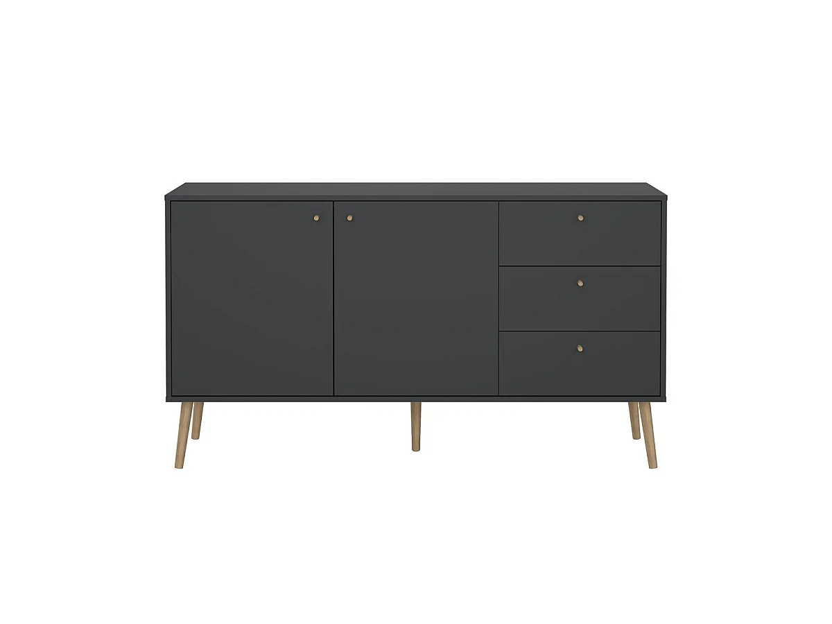 Buffet 2 portes et 3 tiroirs avec pieds en bois L147,2 cm - TARP
