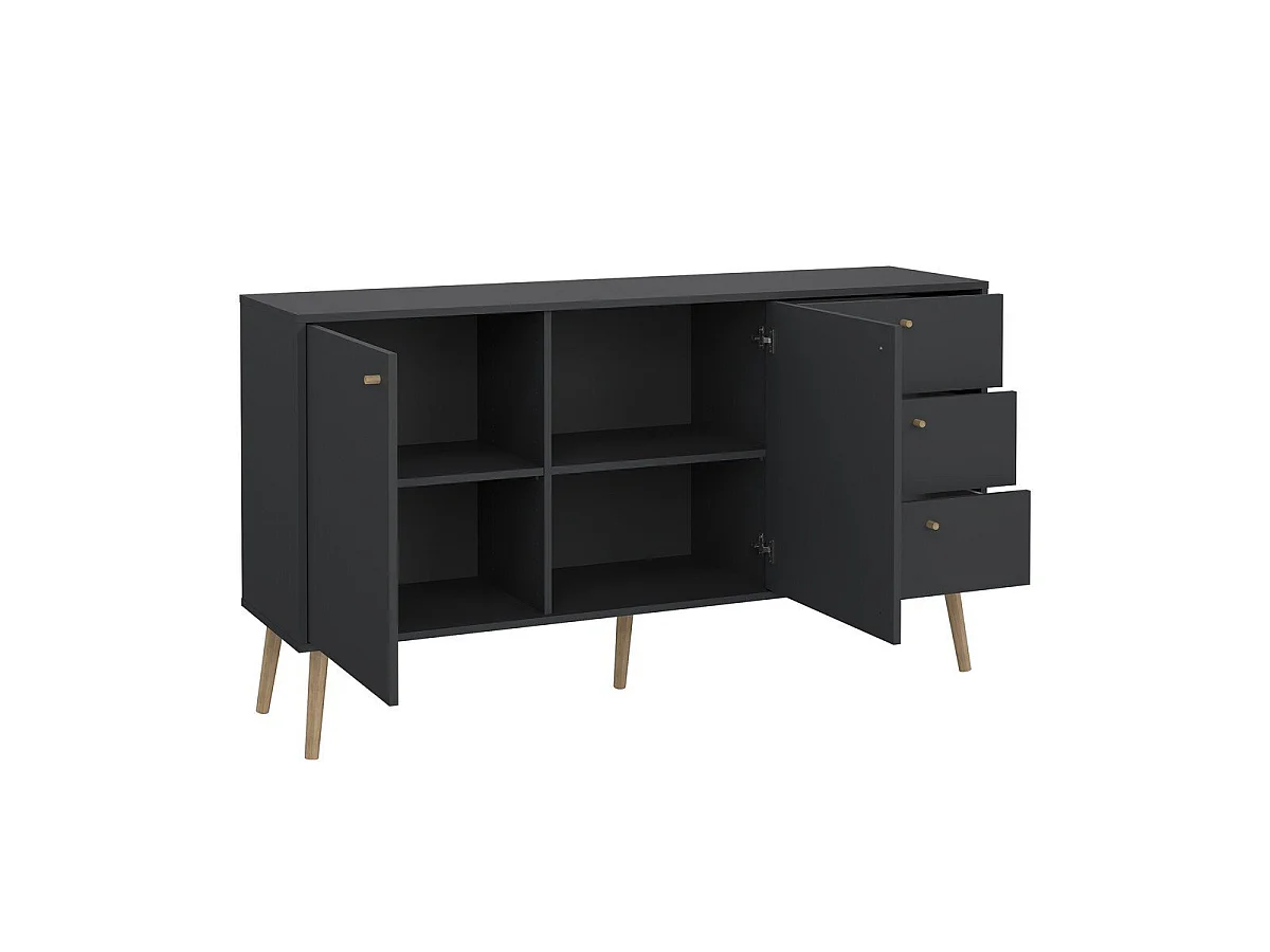 Buffet 2 portes et 3 tiroirs avec pieds en bois L147,2 cm - TARP