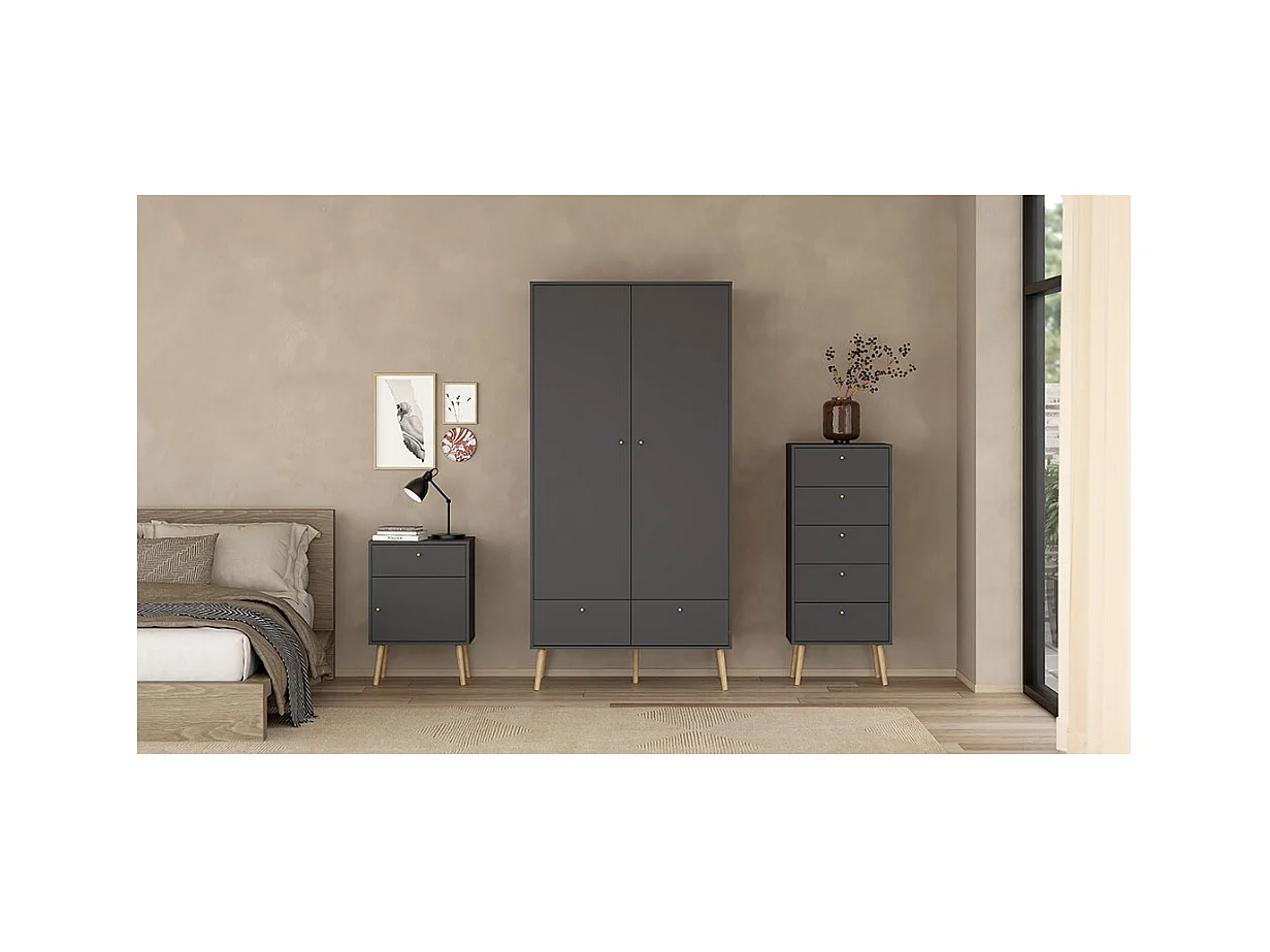 Bodo Kommode 5 Schubladen matte grau.