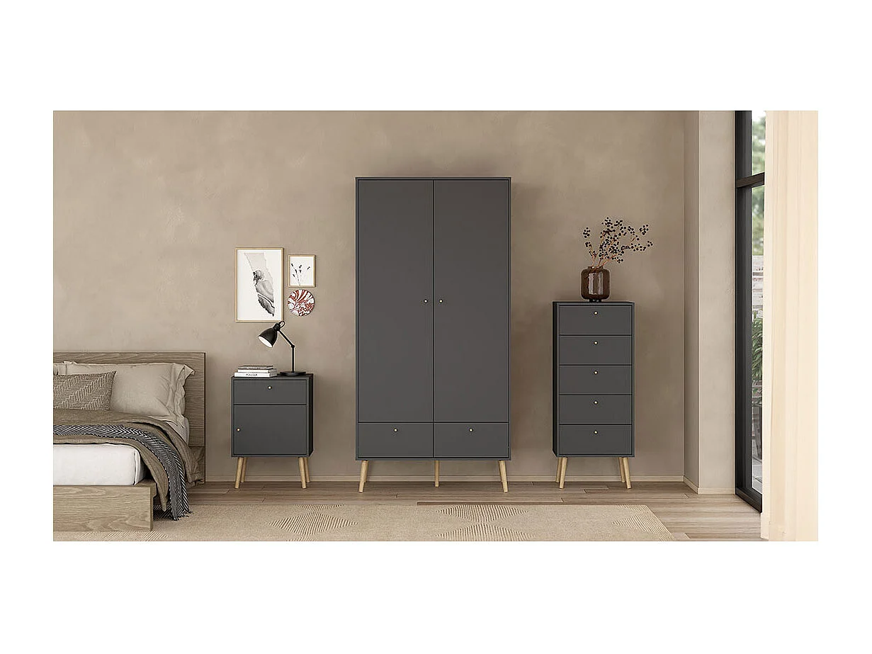 Bodo Kommode 5 Schubladen matte grau.