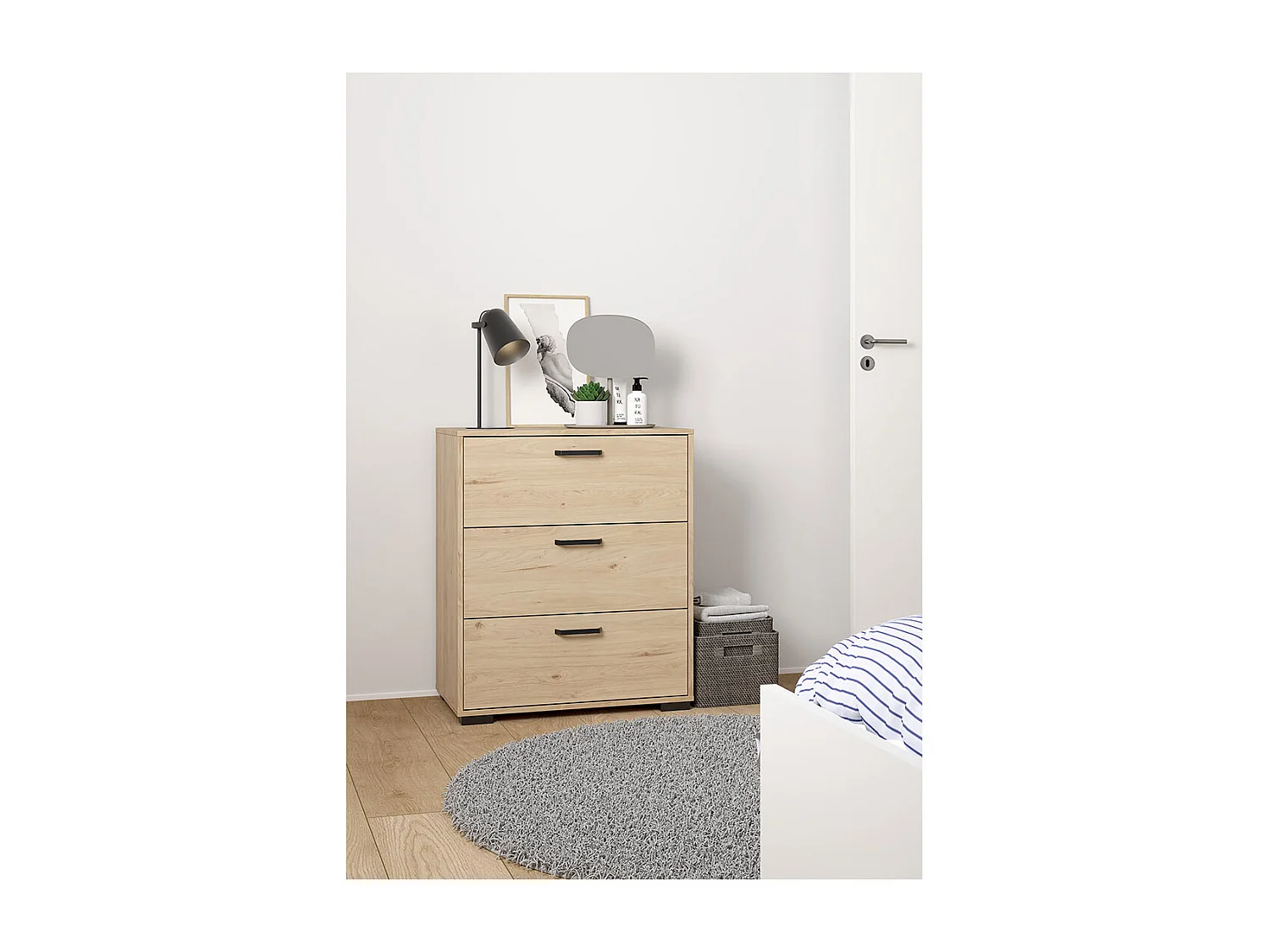 Sofia Kommode 3 Schubladen Eiche Dekor.