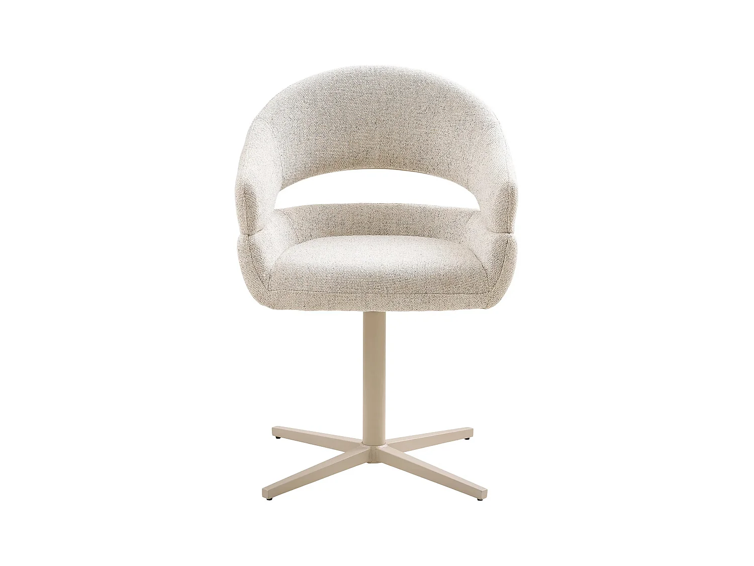 Lot de 2 fauteuils de salle à manger DOLY – Tissu beige pivotant & pied en acier beige