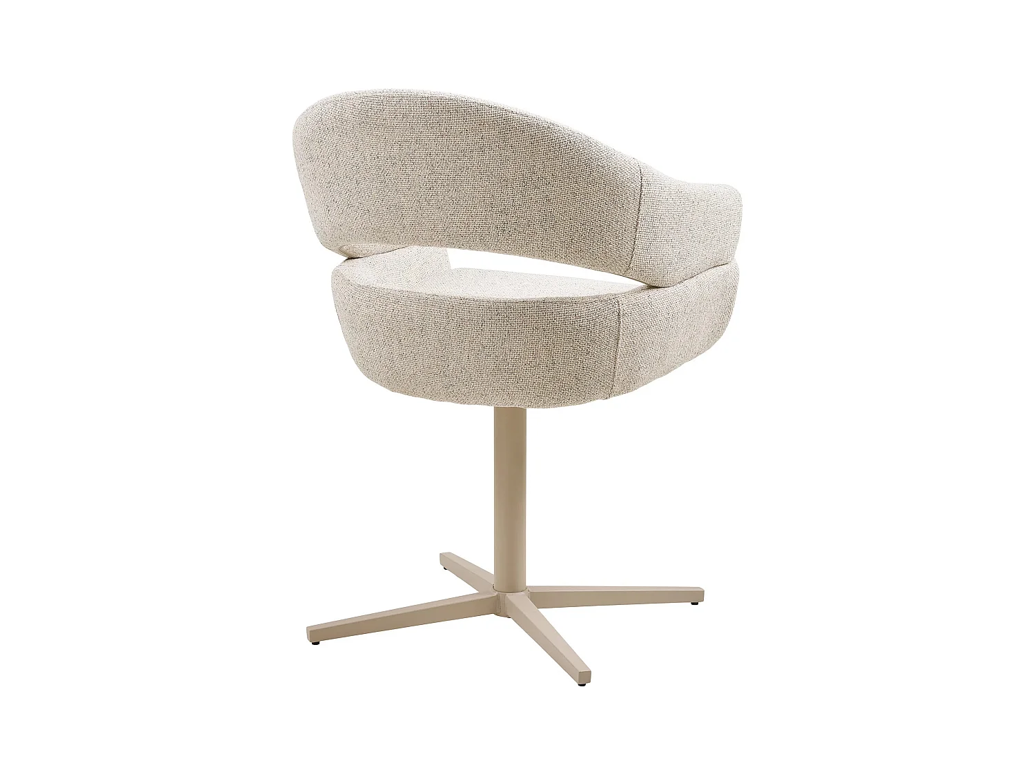 Lot de 2 fauteuils de salle à manger DOLY – Tissu beige pivotant & pied en acier beige