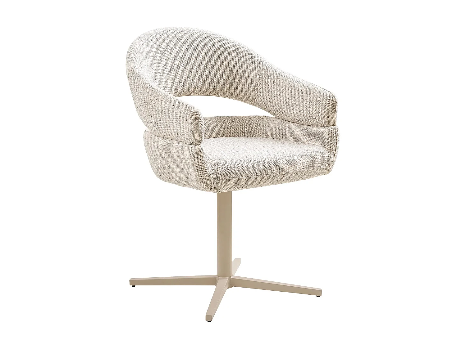 Lot de 2 fauteuils de salle à manger DOLY – Tissu beige pivotant & pied en acier beige