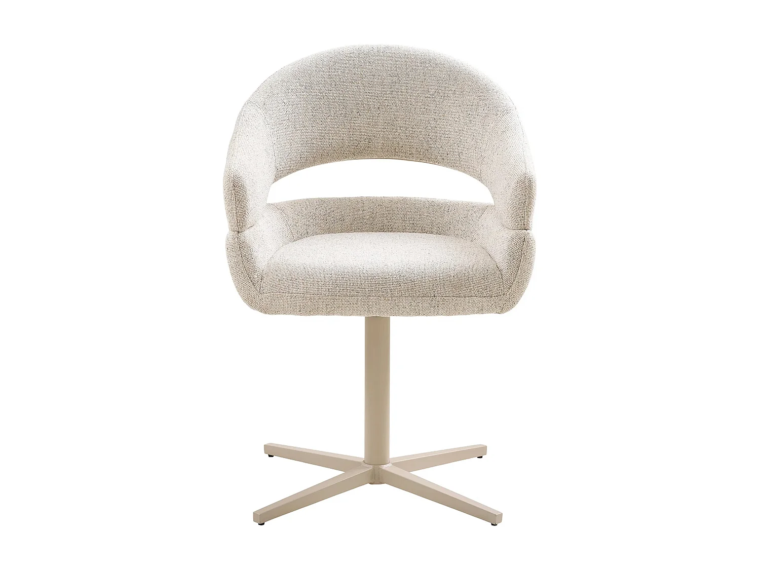 Lot de 2 fauteuils de salle à manger DOLY – Tissu beige pivotant & pied en acier beige