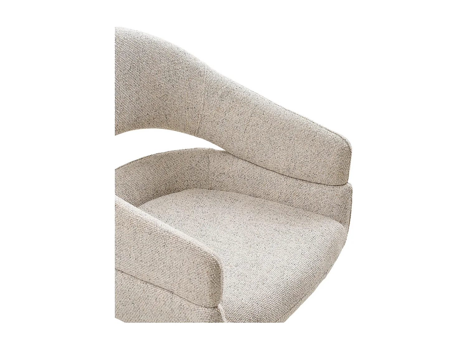 Lot de 2 fauteuils de salle à manger DOLY – Tissu beige pivotant & pied en acier beige