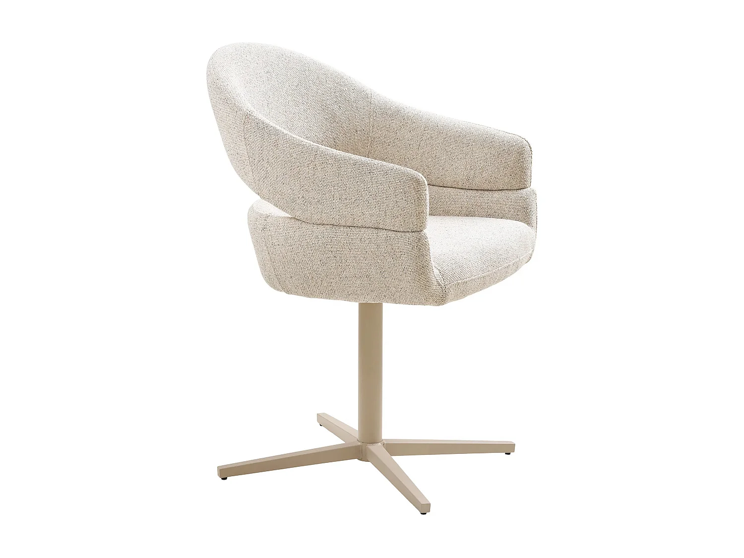Lot de 2 fauteuils de salle à manger DOLY – Tissu beige pivotant & pied en acier beige