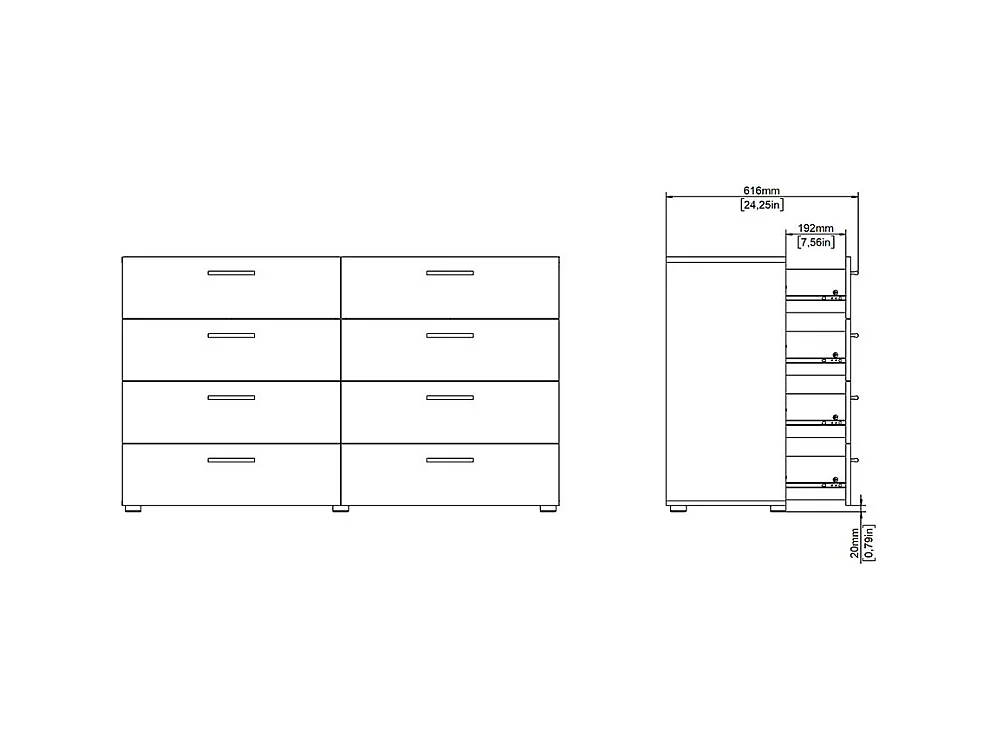 Pepe Kommode 8 Schubladen weiß.