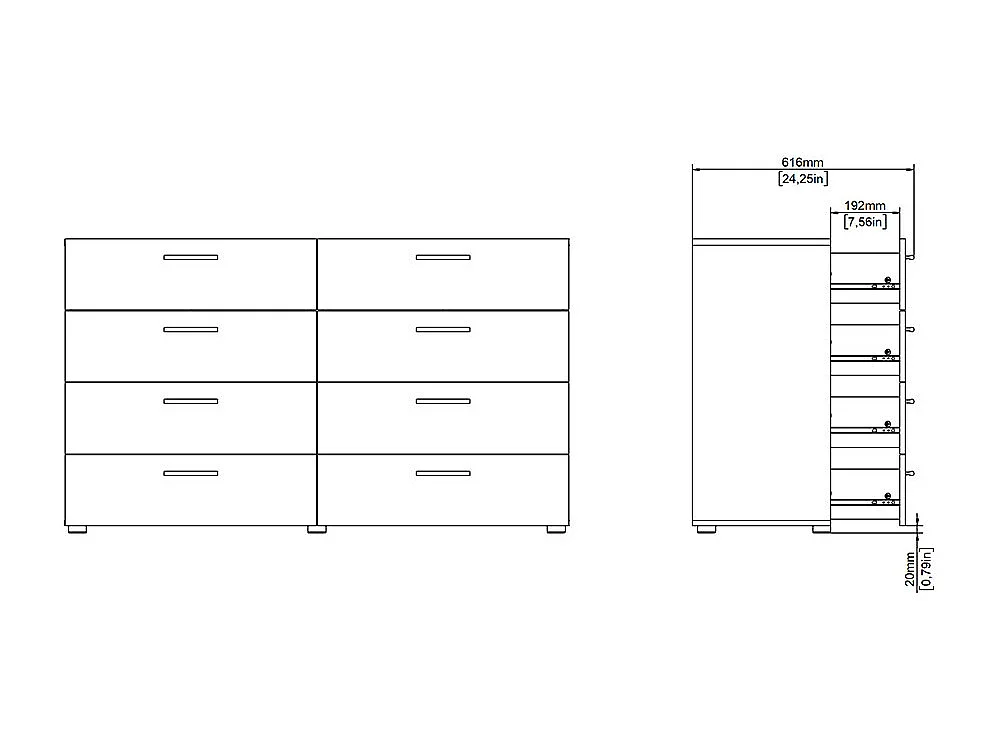 Pepe Kommode 8 Schubladen weiß.