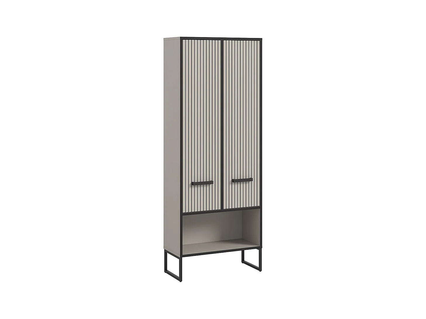 Bagno Hochschrank Bad 2 Türen hellgrau, cremefarben.