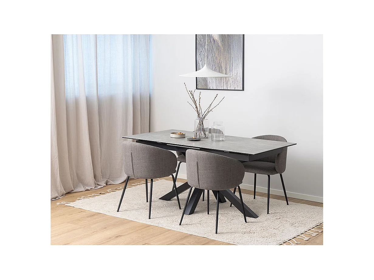 Eleanor chaise de salle à manger avec accoudoirs tissu gris clair.