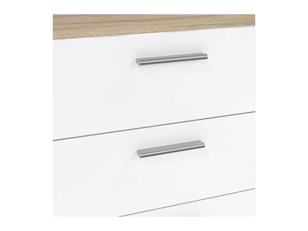 Pepe Kommode 8 Schubladen Eichenstruktur-Dekor, weiß hochglanz.