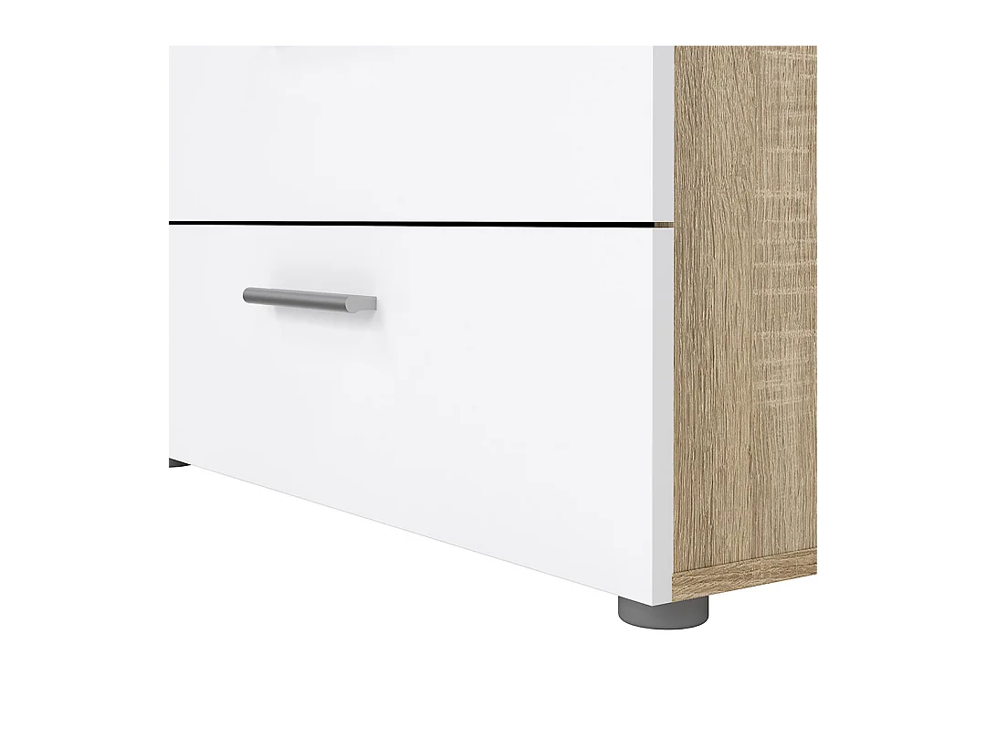 Pepe Kommode 8 Schubladen Eichenstruktur-Dekor, weiß hochglanz.