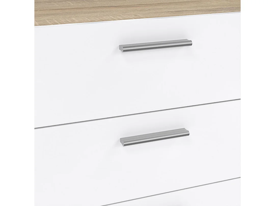 Pepe Kommode 8 Schubladen Eichenstruktur-Dekor, weiß hochglanz.