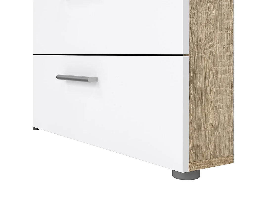 Pepe Kommode 8 Schubladen Eichenstruktur-Dekor, weiß hochglanz.