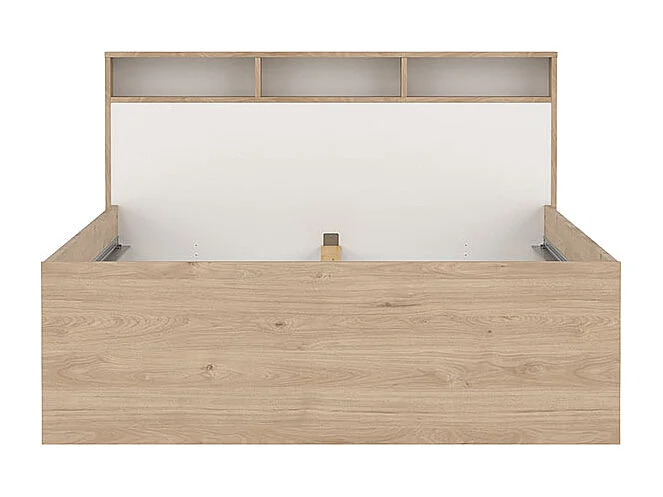 Ikast Bett 140x200cm, 2 Schubladen, 3 Ablagen Eichen-Dekor, weiß.
