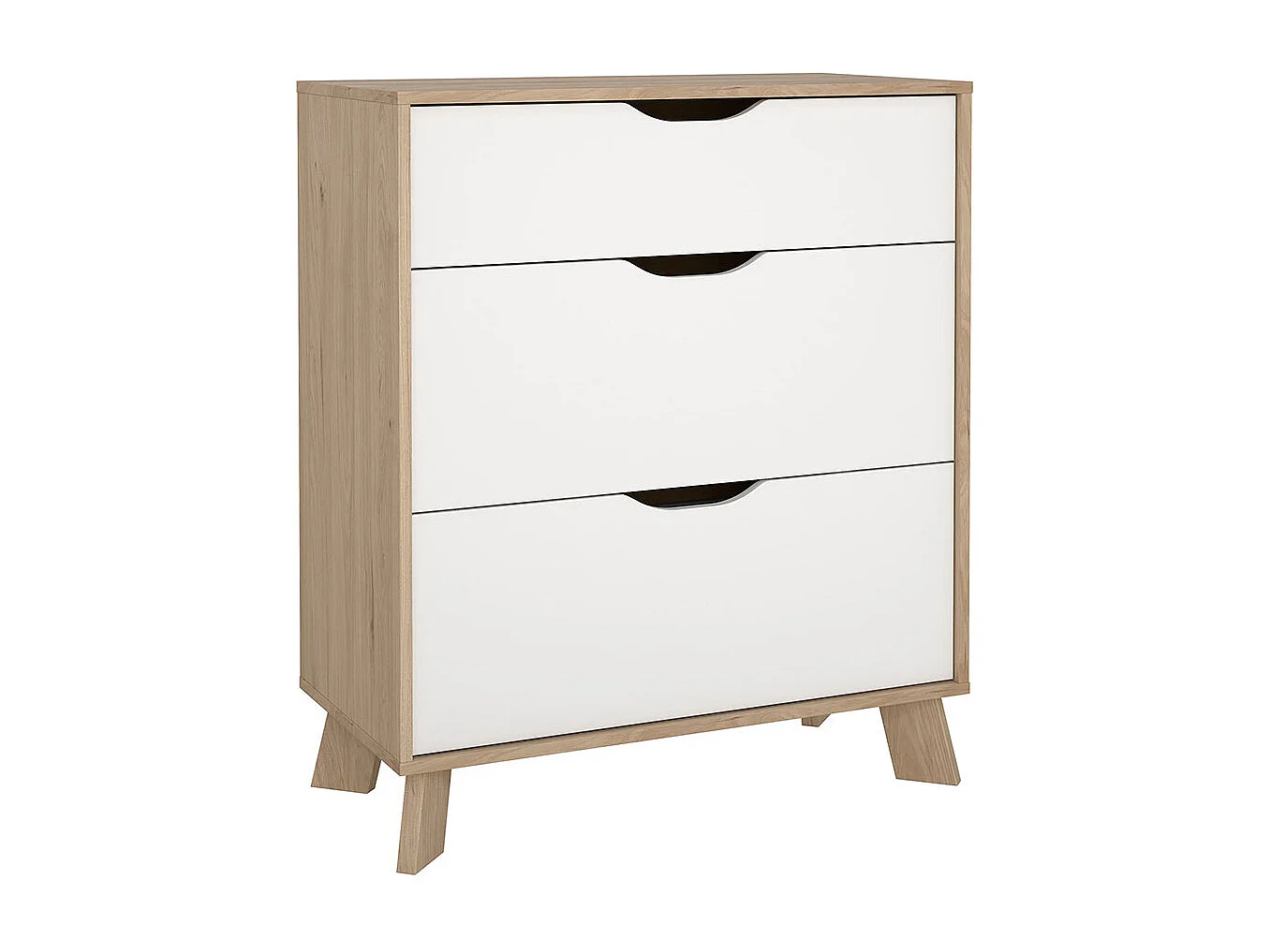 Ikast Kommode 3 Schubladen Eichen-Dekor, weiß.