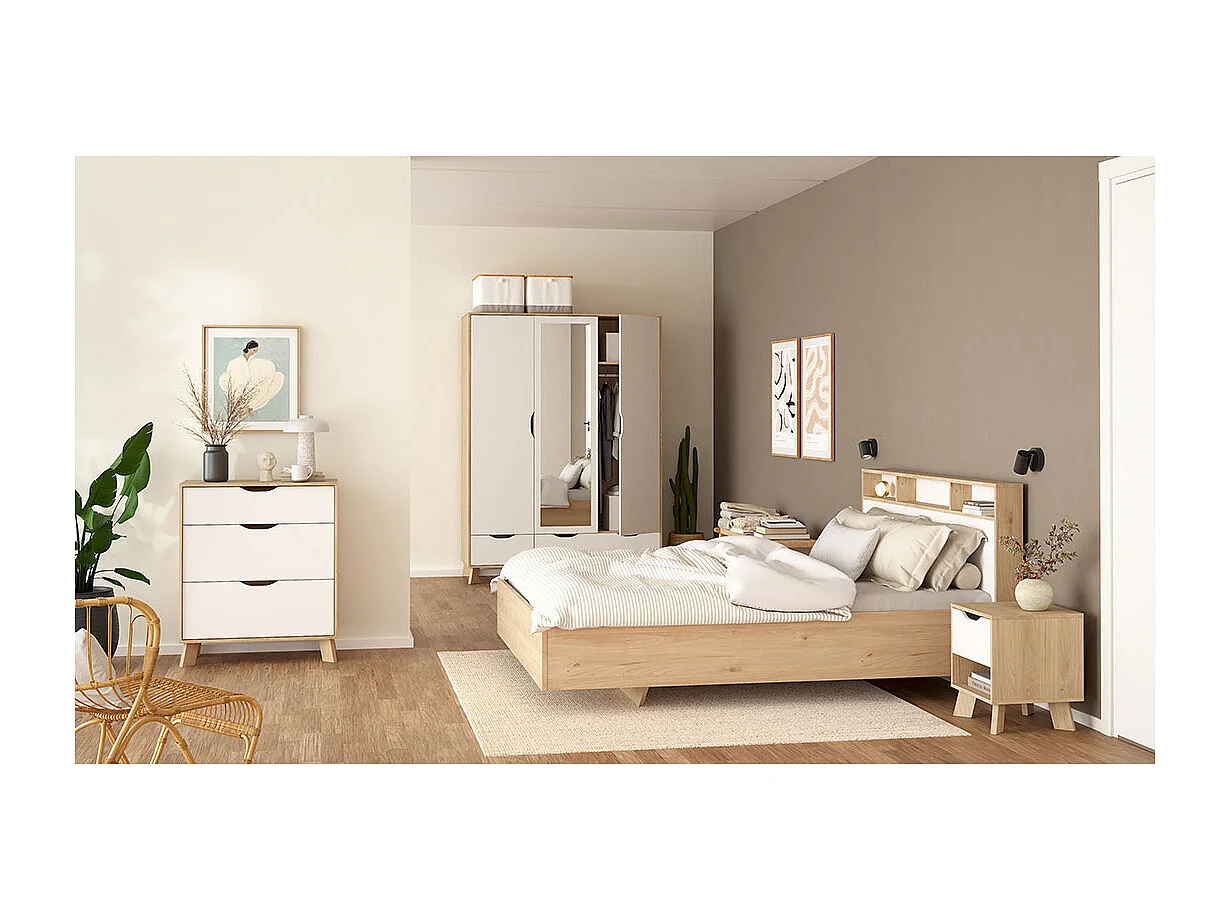 Ikast Kommode 3 Schubladen Eichen-Dekor, weiß.