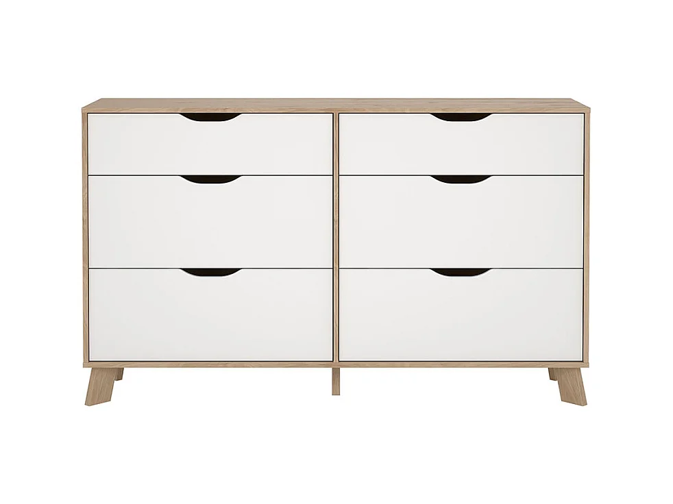 Ikast Kommode 6 Schubladen Eichen-Dekor, weiß.