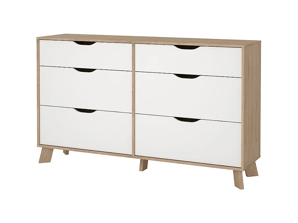 Ikast Kommode 6 Schubladen Eichen-Dekor, weiß.