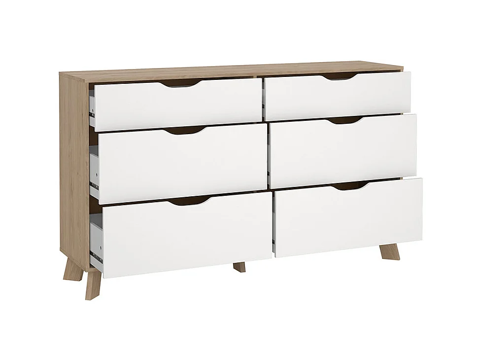 Ikast Kommode 6 Schubladen Eichen-Dekor, weiß.