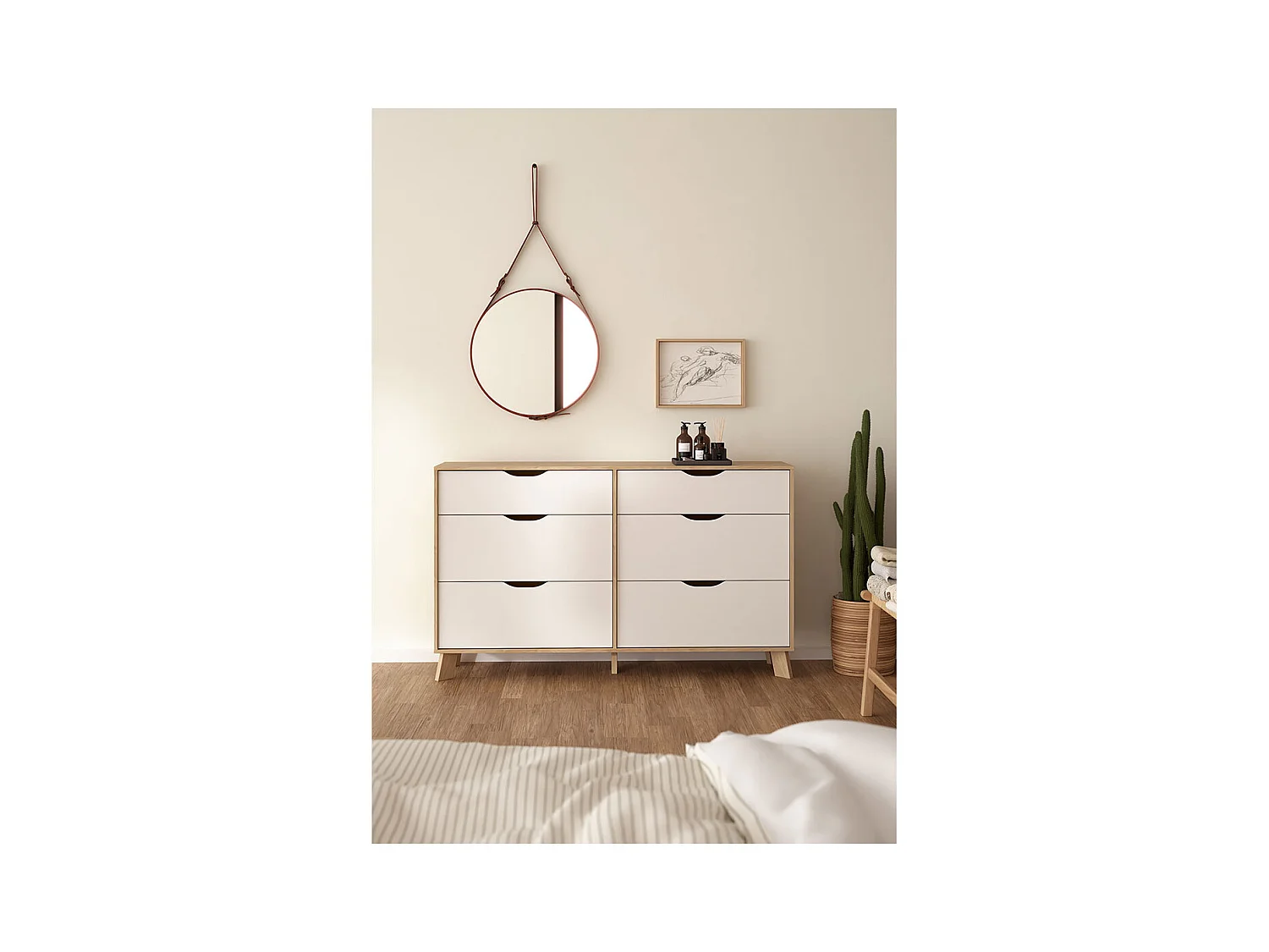 Ikast Kommode 6 Schubladen Eichen-Dekor, weiß.