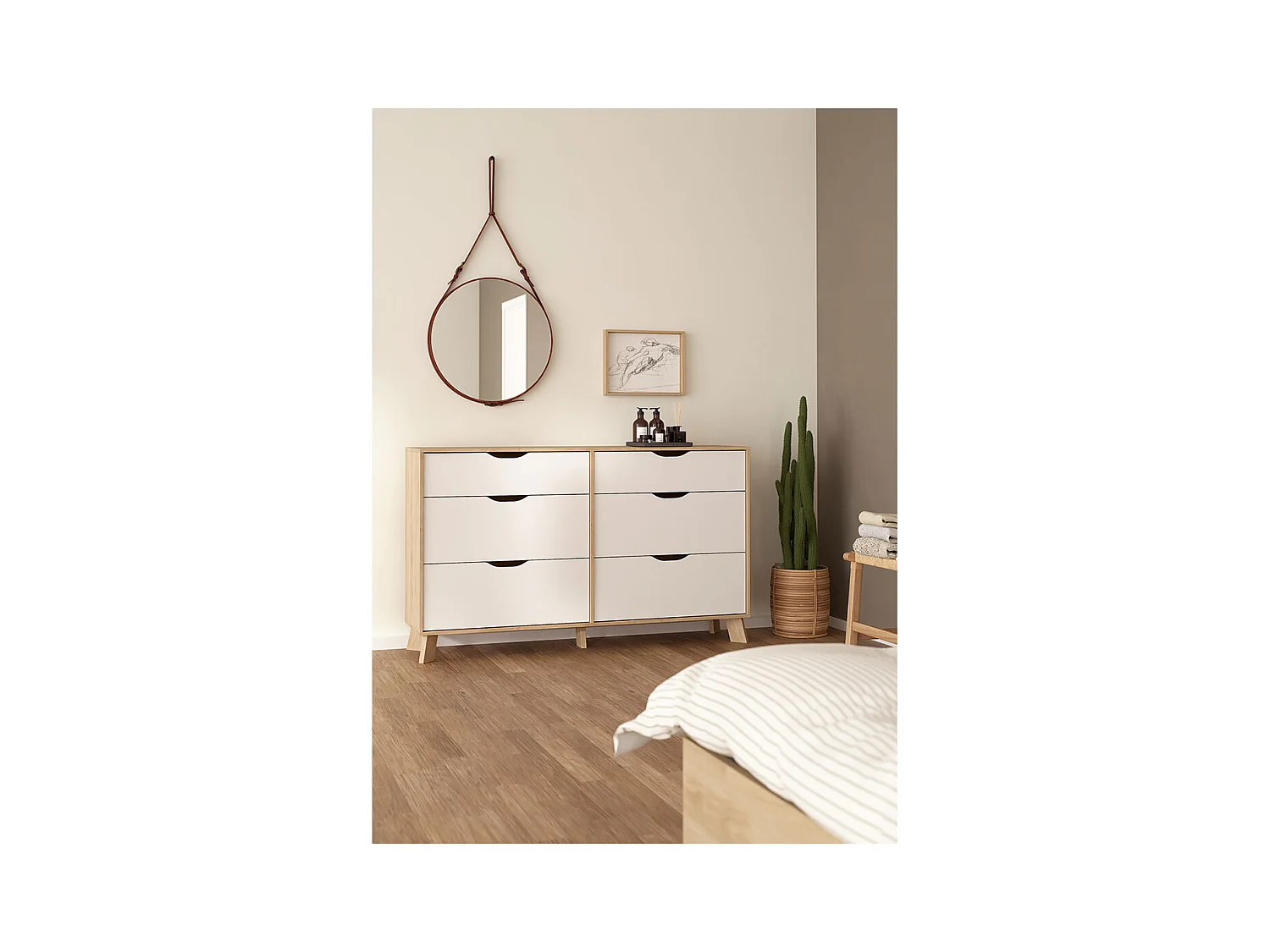 Ikast Kommode 6 Schubladen Eichen-Dekor, weiß.