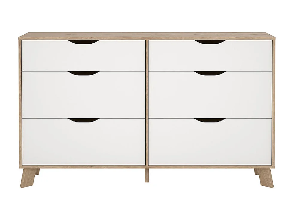 Ikast Kommode 6 Schubladen Eichen-Dekor, weiß.