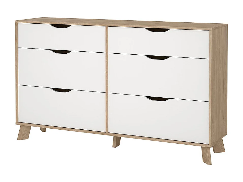 Ikast Kommode 6 Schubladen Eichen-Dekor, weiß.