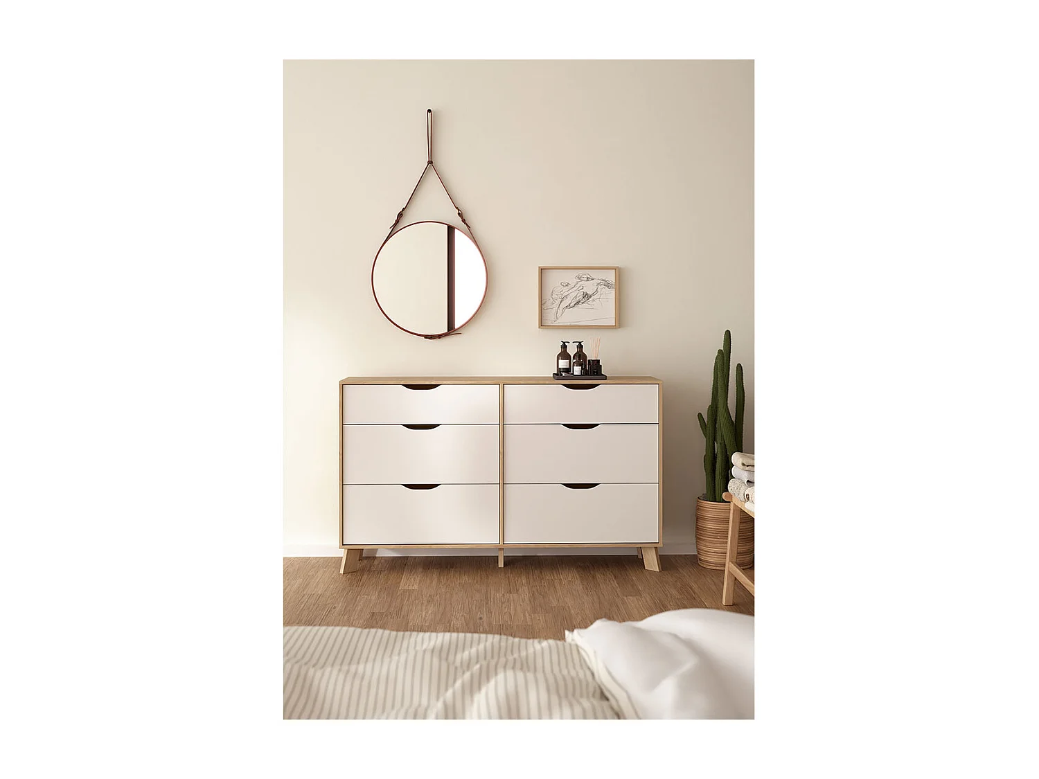 Ikast Kommode 6 Schubladen Eichen-Dekor, weiß.