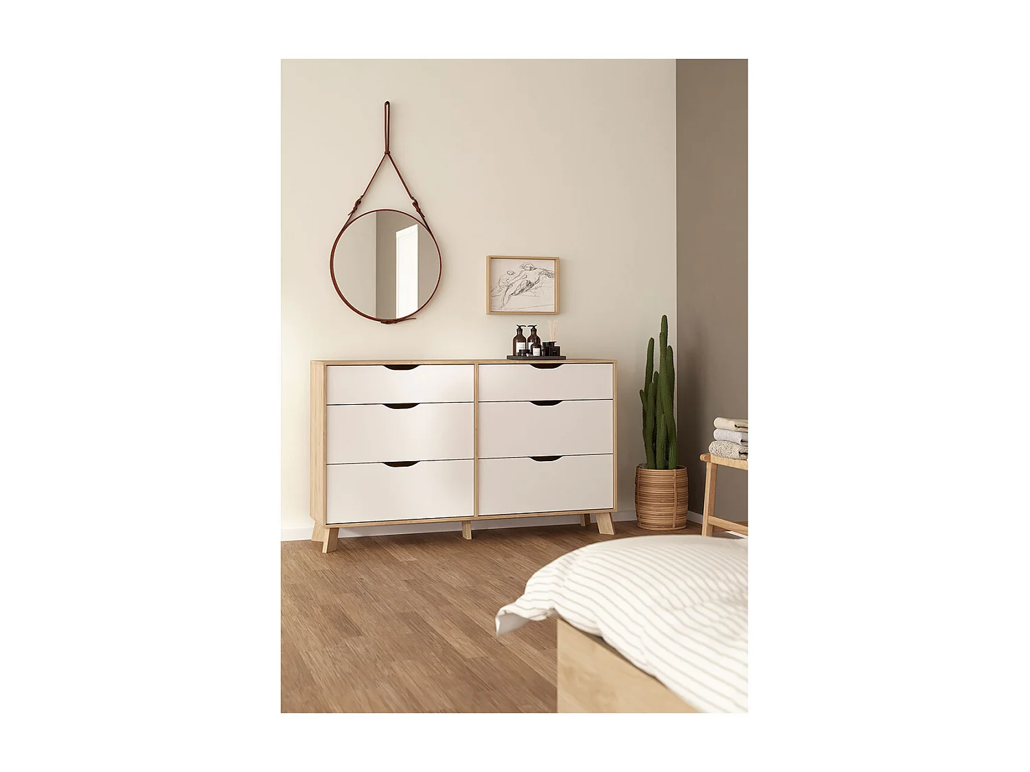 Ikast Kommode 6 Schubladen Eichen-Dekor, weiß.