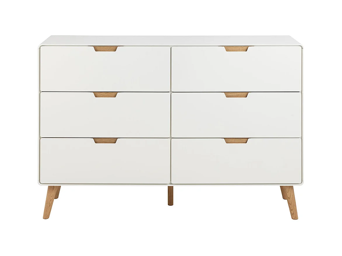 Lowell Kommode 6 Schubladen weiß.