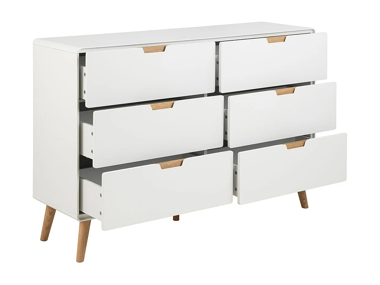 Lowell Kommode 6 Schubladen weiß.